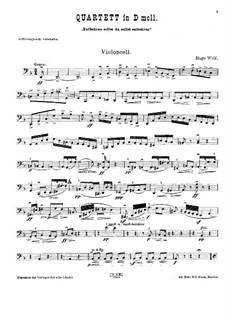 String Quartet 'Entbehren sollst du, sollst entbehren': Cello part by Hugo Wolf