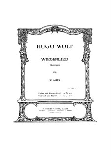 Cradle Song (Berceuse): For violin or cello and piano by Hugo Wolf