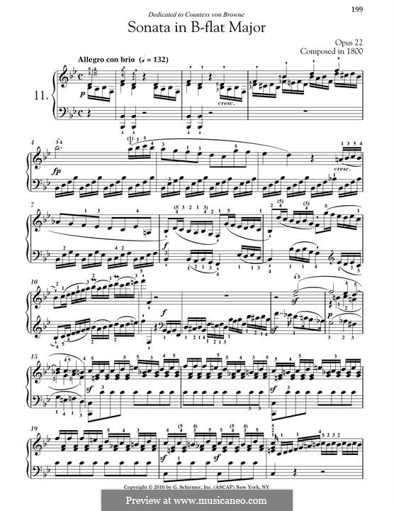 Sonata for Piano No.11, Op.22: For a single performer by Ludwig van Beethoven