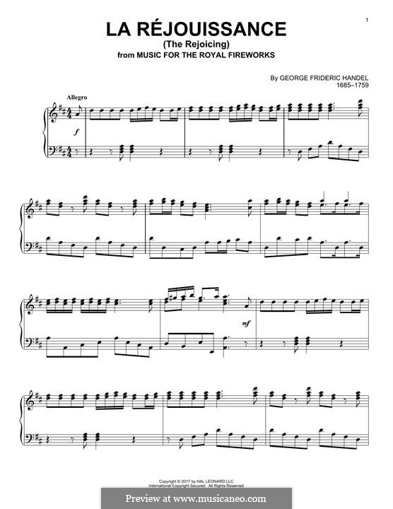 La Rejouissance: For piano by Georg Friedrich Händel