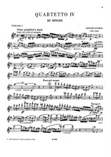 String Quartet No.4 in E Minor, B.19: Violin I part by Antonín Dvořák