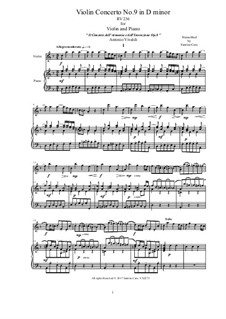 Violin Concerto No.9 in D Minor, RV 236: Version for violin and piano by Antonio Vivaldi