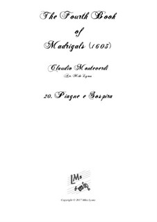 Book 4 (a cinque voci), SV 75–93: No.20 Piagne e sospira. Arrangement for quintet instruments by Claudio Monteverdi