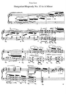 No.13 in A Minor, S.244: For piano by Franz Liszt