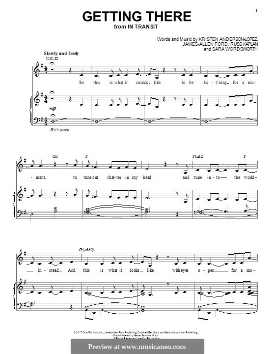 Getting There: For voice and piano (or guitar) by Kristen Anderson-Lopez, James-Allen Ford, Russ Kaplan, Sara Wordsworth
