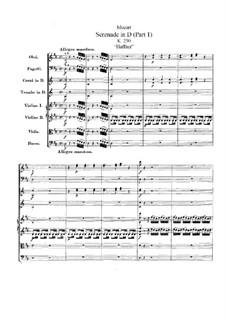 Serenade for Orchestra No.7 in D Major 'Haffner', K.250: Full score by Wolfgang Amadeus Mozart