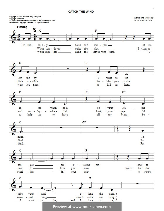 Catch the Wind by D. Leitch sheet music on MusicaNeo