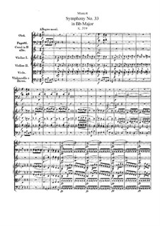 Symphony No.33 in B Flat Major, K.319: Full score by Wolfgang Amadeus Mozart