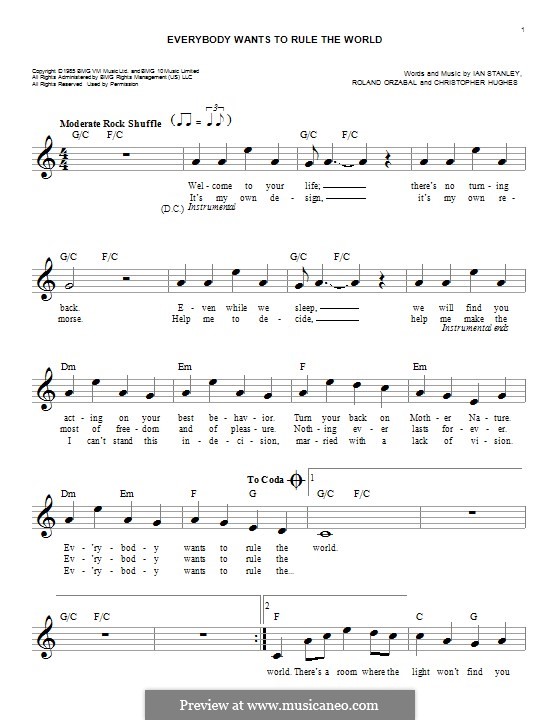 Everybody Wants To Rule The World (Tears For Fears) » Choir CD