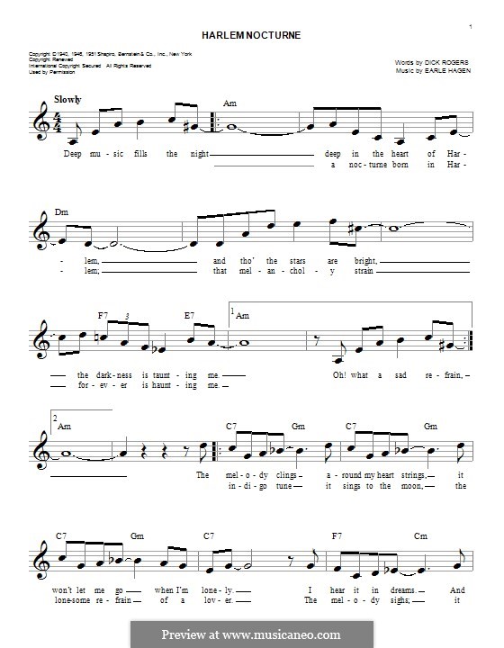 Harlem Nocturne (Duke Ellington) by E. Hagen - sheet music on MusicaNeo