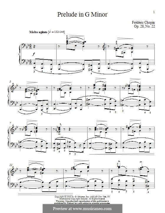 No.22 in G Minor: For piano by Frédéric Chopin