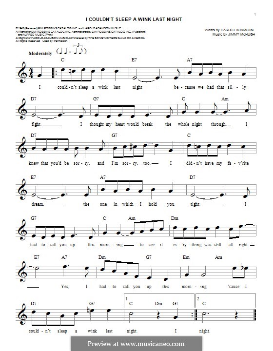 I Couldn't Sleep a Wink Last Night (Frank Sinatra0 by J. McHugh on