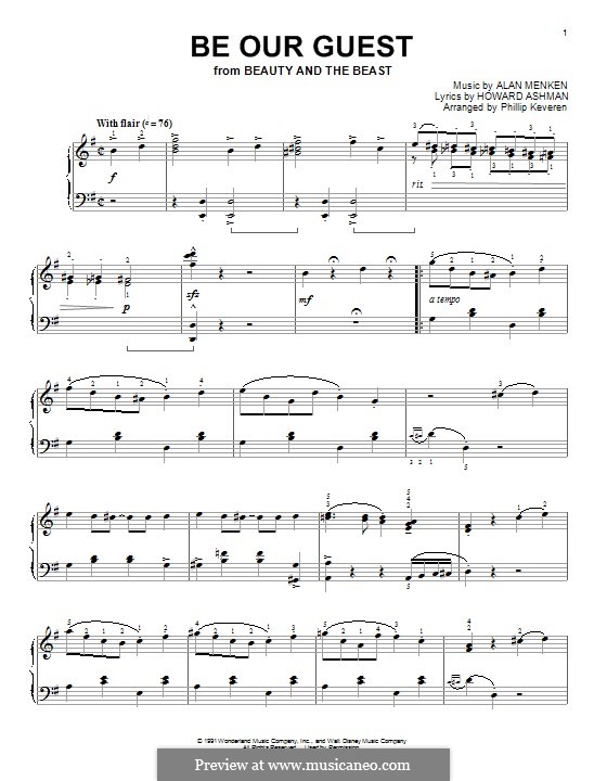 Be Our Guest From Beauty And The Beast By A Menken On Musicaneo Be Our Guest From Beauty And The Beast By A Menken On Musicaneo