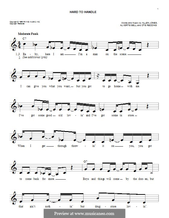 Hard to Handle (The Black Crowes): Melody line by Allen Jones, Alvertis Isbell, Otis Redding