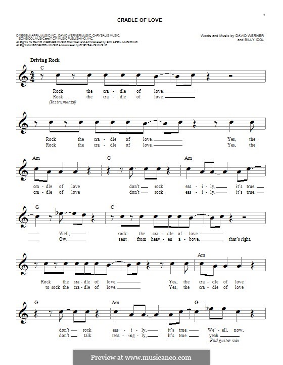 Cradle of Love (Billy Idol): Melody line by David Werner