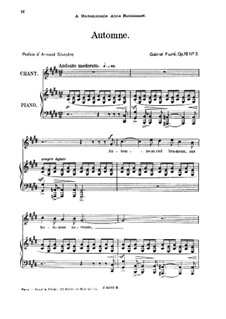 No.3 Automne: For high voice and piano by Gabriel Fauré