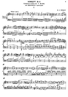 Concerto for Piano and Orchestra No.6 in B Flat Major, K.238: Arrangement for two pianos four hands by Wolfgang Amadeus Mozart
