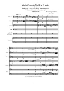 Violin Concerto No.11 in D Major, RV 210: Full score, parts by Antonio Vivaldi