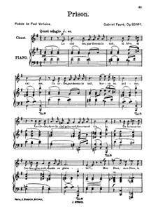Two Songs, Op.83: No.1 Prison, for high voice by Gabriel Fauré