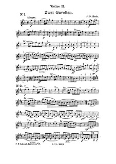 Gavotte in D Minor: Arrangement for strings – violin II part by Johann Sebastian Bach