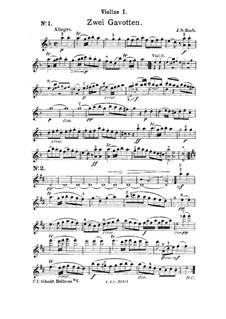 Gavotte in D Minor: Arrangement for strings – violin I part by Johann Sebastian Bach