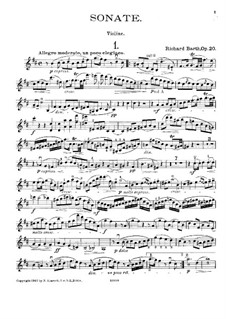 Sonata for Violin and Piano in B Minor, Op.20: Solo part by Richard Barth