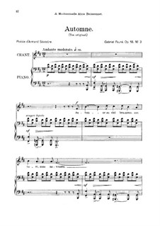 No.3 Automne: For medium voice and piano by Gabriel Fauré