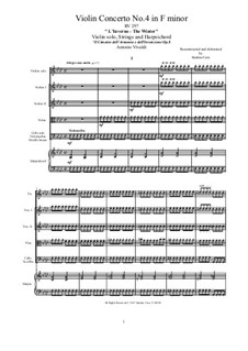 Violin Concerto No.4 in F Minor 'L'inverno', RV 297: Full score, parts by Antonio Vivaldi