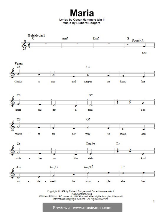 Maria (from The Sound of Music) by R. Rodgers sheet music on MusicaNeo