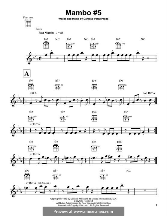 Mambo No.5 by D.P. Prado - sheet music on MusicaNeo