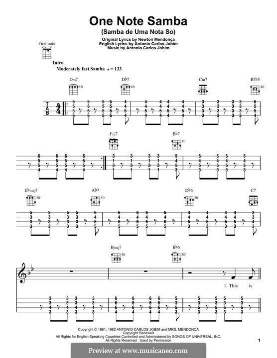 One Note Samba (Samba De Uma Nota) by A.C. Jobim - sheet music on MusicaNeo