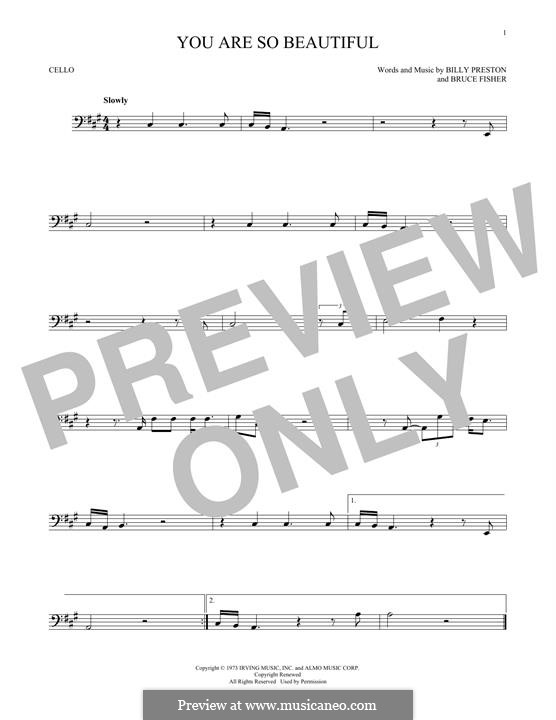 You Are So Beautiful (Joe Cocker): For cello by Billy Preston, Bruce Fisher