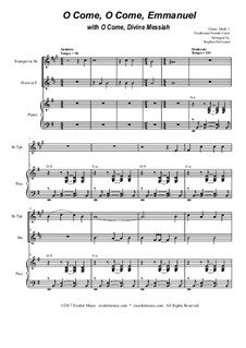 O Come, O Come, Emmanuel with O Come, Divine Messiah: Duet for Bb-trumpet and french horn by Unknown (works before 1850)