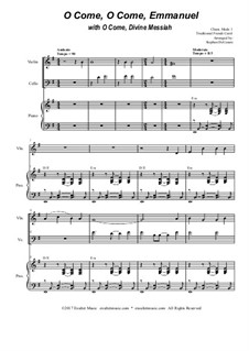 O Come, O Come, Emmanuel with O Come, Divine Messiah: Duet for violin and cello by Unknown (works before 1850)