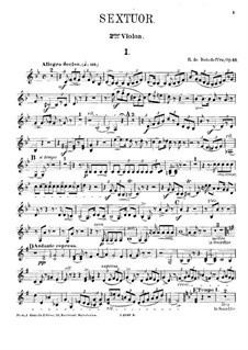 Sextet for Piano and Strings No.3, Op.43: Violin II part by René de Boisdeffre