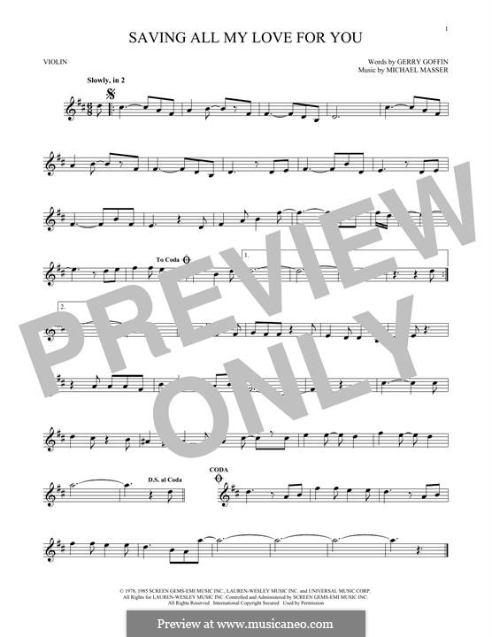 Saving All My Love for You (Whitney Houston): For violin by Gerry Goffin, Michael Masser