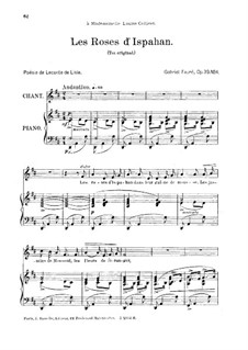 Four Songs, Op.39: No.4 Les roses d'Ispahan, for medium voice by Gabriel Fauré