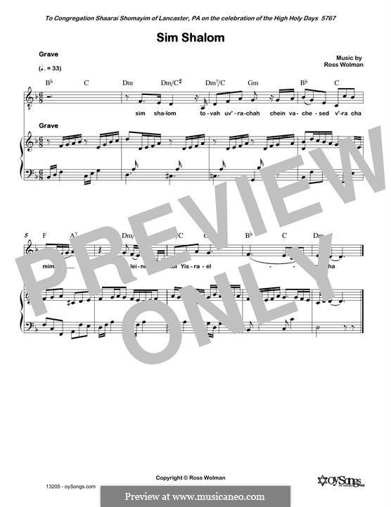 Sim Shalom by R. Wolman - sheet music on MusicaNeo