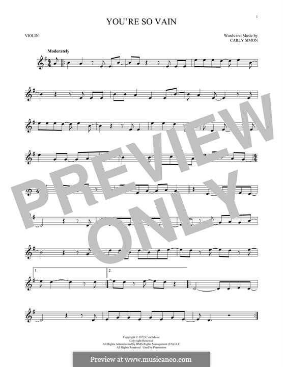 You're So Vain: For violin by Carly Simon