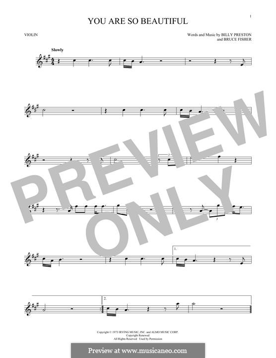 You Are So Beautiful (Joe Cocker): For violin by Billy Preston, Bruce Fisher