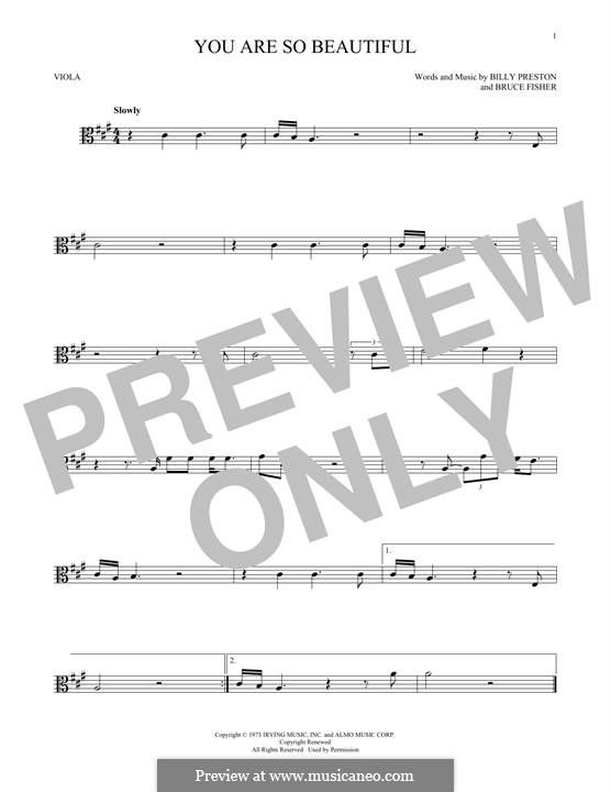 You Are So Beautiful (Joe Cocker): For viola by Billy Preston, Bruce Fisher