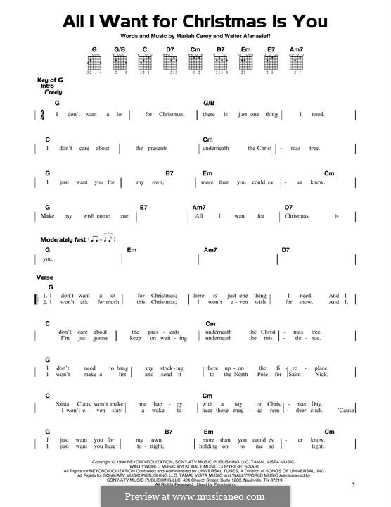 Instrumental version: For guitar with tab by Mariah Carey, Walter Afanasieff