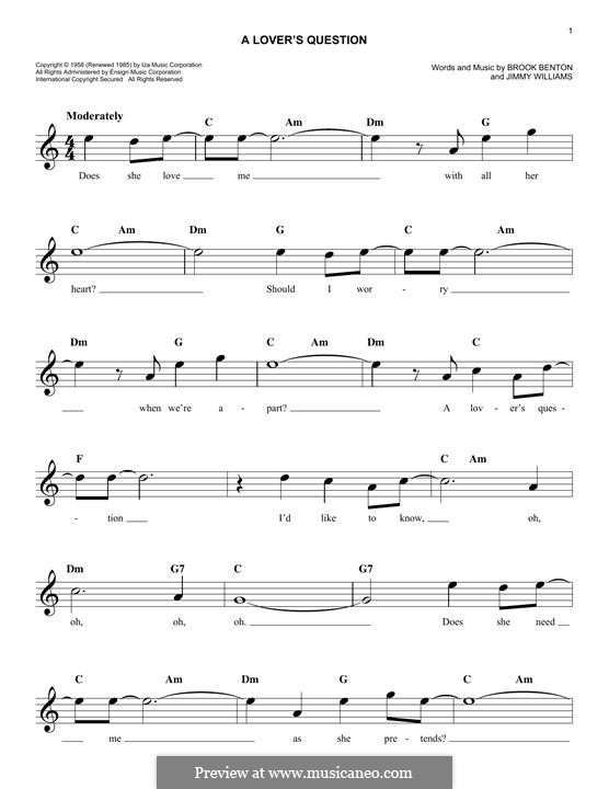 A Lover's Question (Clyde McPhatter): Melody line by Brook Benton, Jimmy Williams