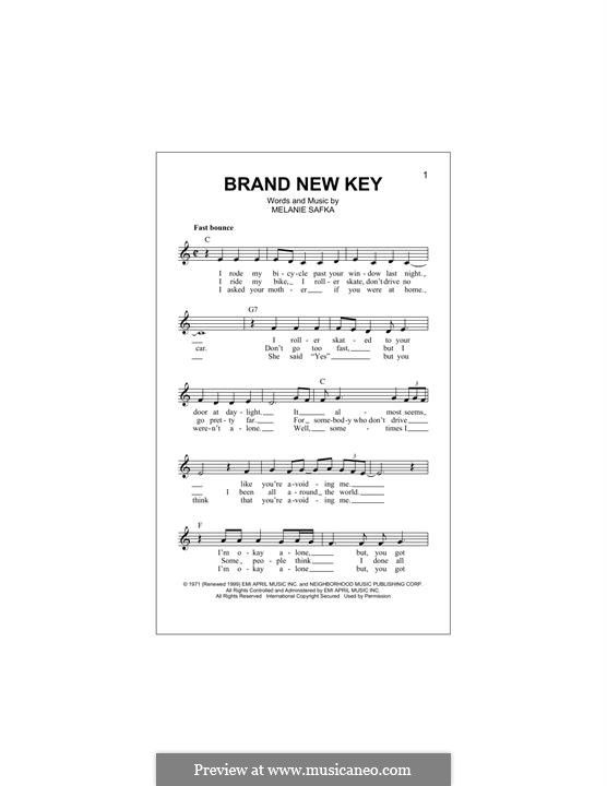 Brand New Key (Melanie): Melody line by Melanie Safka