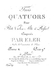 Three Quartets for Flute and String, Op.11: Viola part by André-Frédéric Eler