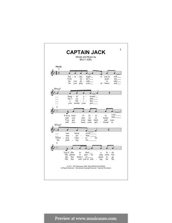Captain Jack by B. Joel sheet music on MusicaNeo