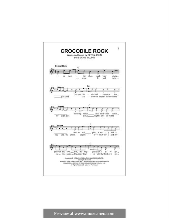 Crocodile Rock by E. John sheet music on MusicaNeo