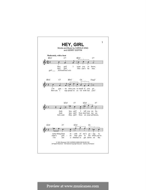 Hey, Girl: Melody line by Gerry Goffin