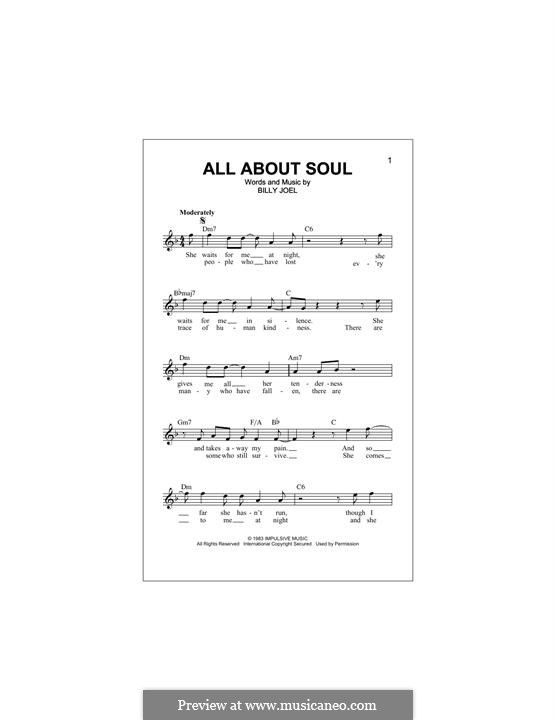 All About Soul: Melody line by Billy Joel