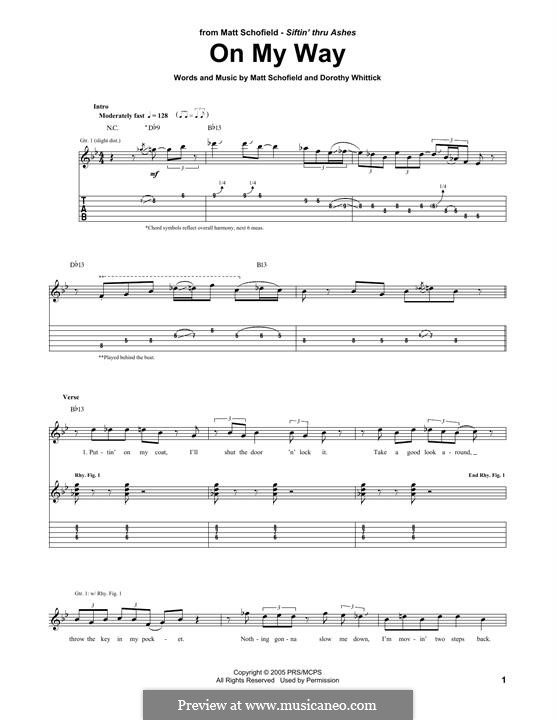 On My Way: For guitar with tab by Matt Schofield, Dorothy Whittick